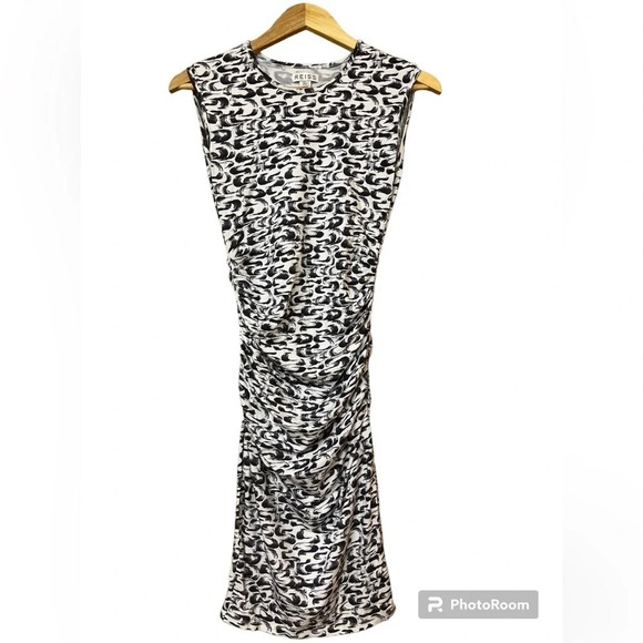 Reiss Rica Print Jersey Ruched Bodycon Dress - Size 8 - Picture 1 of 7